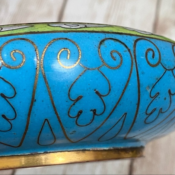 Vintage Cloisonné Enamel Inlay Small Dish Bowl - Picture 10 of 10